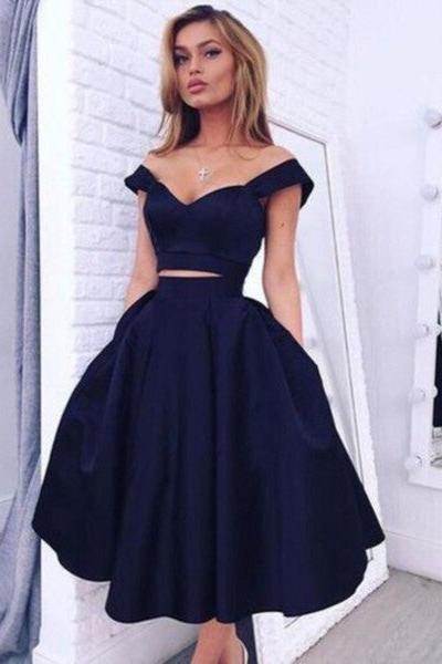 Gorgeous Two pieces Off-the-shoulder Prom Party GownsShort Homecoming Dress - Image 4
